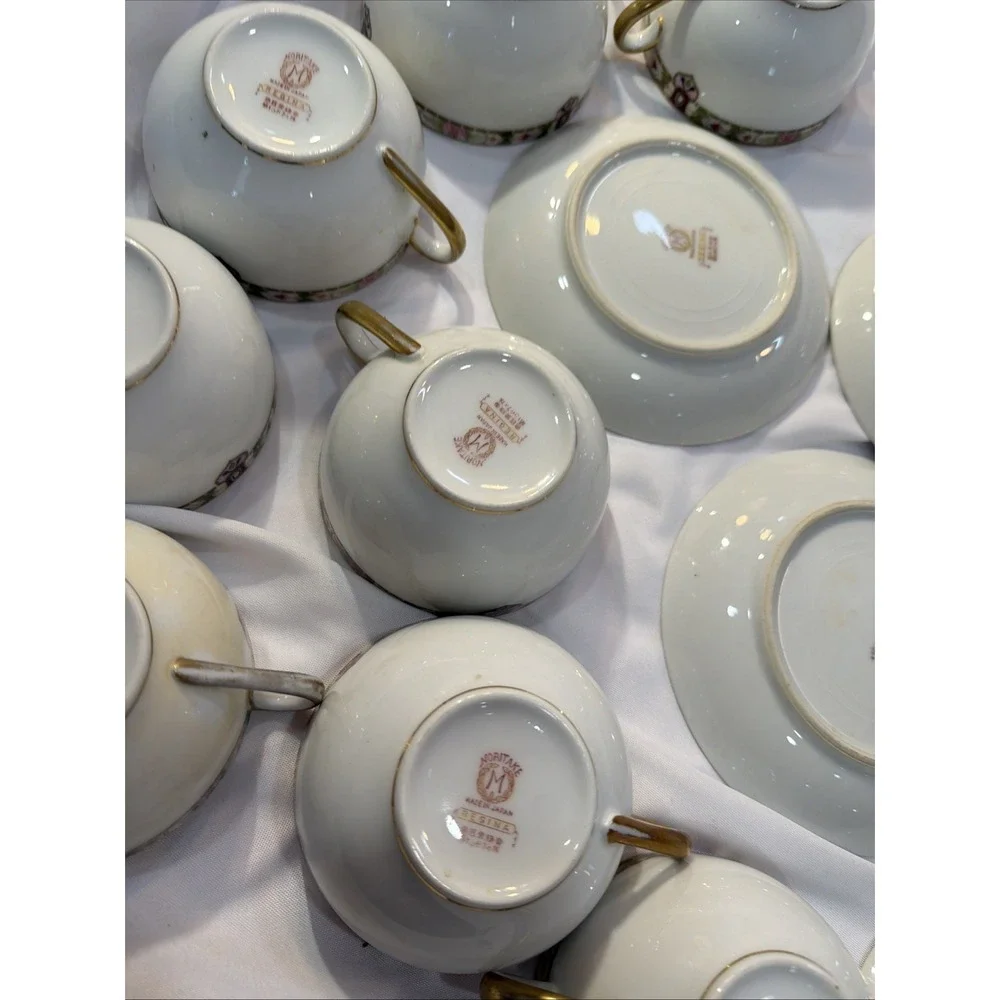 16 Pc Rare Noritake Nippon 1920's Vintage Serving Saucer & CupTea Victorian‎ 57